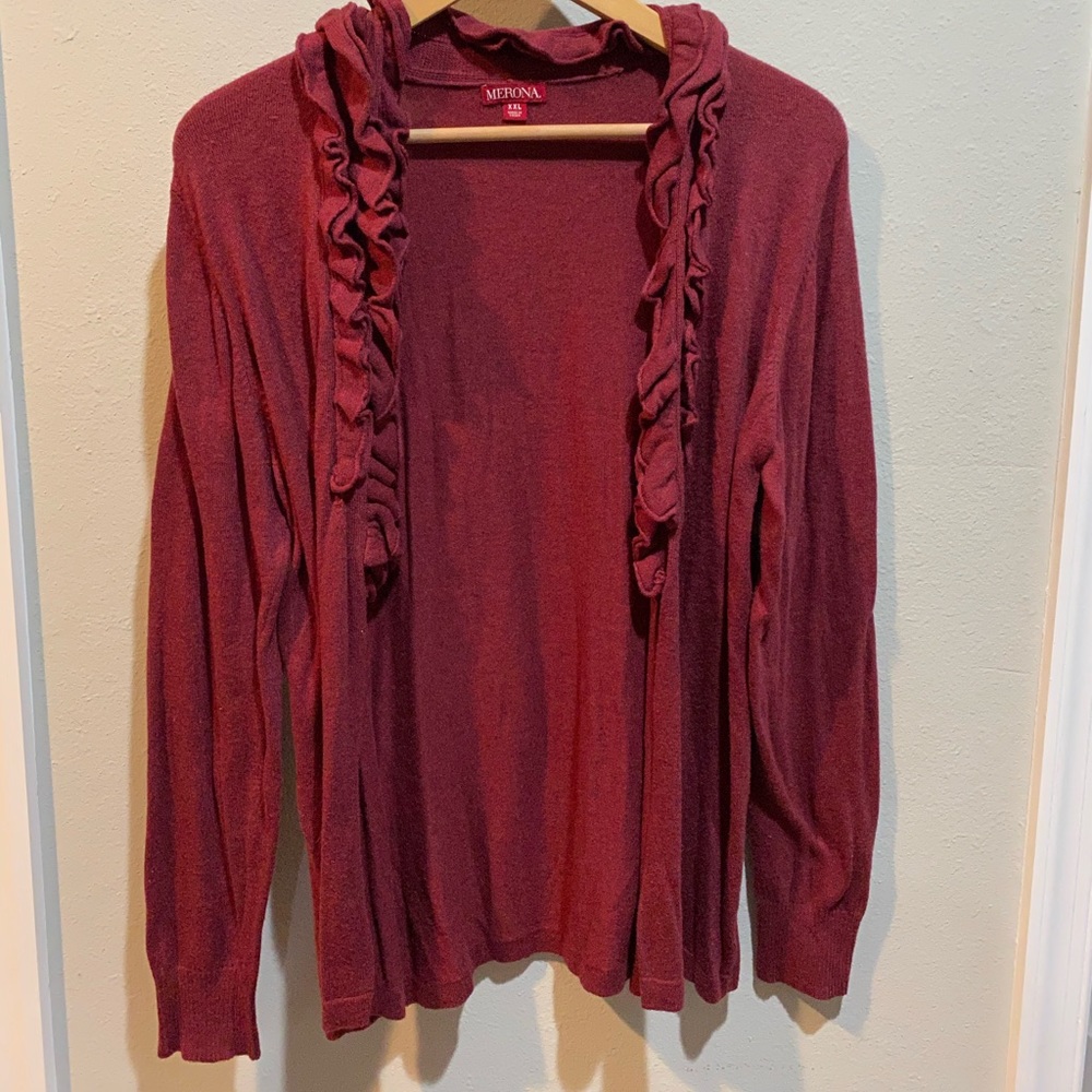 Open Front Ruffled Sweater- Merona